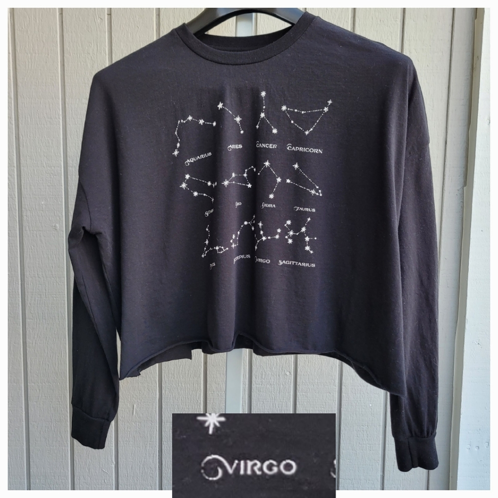 Zodiac Constellation Cropped Shirt | EUC Long Sleeves Ladies XL